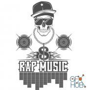 Rap musical festival emblem in style vintage design (EPS)