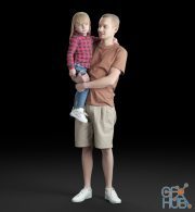 Young man with a girl in his arms (3d-scan)