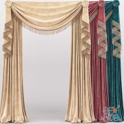 Lambrequin with fringe and drapes