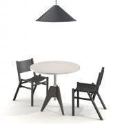 Cone light, screw table, peg chair black by Tom Dixon