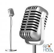Music microphone collection 3d illustration (EPS)