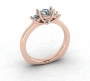 Thin gold ring with three diamonds