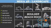 ArtStation – Low poly Gray Boulder Beach Rock Collection 210103