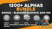 ArtStation – 1200+ Alphas Bundle for ZBrush, Bledner. Surface Add-on for Blender.