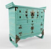 Oriental style wooden chest of drawers