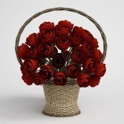 Bouquet of red roses in basket
