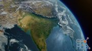 Videohive - Cinematic Realistic Planet Earth Rotation of Asia India Part From Space