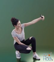 Casual Girl Taking Selfie Scanned (Vray)