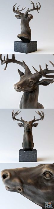 Bronze Sculpture & Head of a Deer