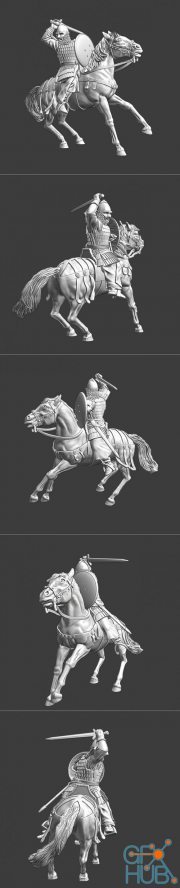 Russian medieval mounted druzhina in combat – 3D Print
