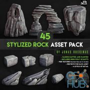 CGTrader – 45 Stylized Rock Asset Pack Low-poly 3D models