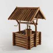 Wooden well with a roof