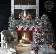 Christmas set with fireplace