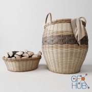 Laundry basket basket with wood