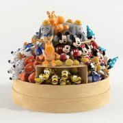 Round stand with soft toys