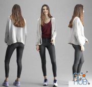 3D Scanned Female Standing Wear Casual Cloth
