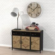 Chest of drawers with lamp and clock