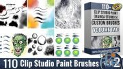 Clip Studio Paint (Manga Studio 5) Brushes MEGA Pack 220+ Brushes – Vol. 1 & Vol. 2