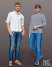 Daz3D, Poser: dForce H&C Mandarin Collar Shirt Outfit for Genesis 8 Male(s)