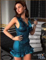 Daz3D, Poser: Cocktail Hour Dress for Genesis 2 Female(s)