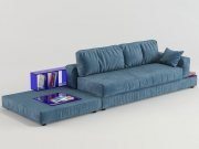 Modern sofa and blue shelf