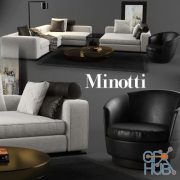 Sofa, armchair, table by Minotti