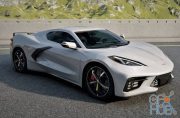 Chevrolet Corvette Stingray with HQ interior and Engine 2020 for Lumion