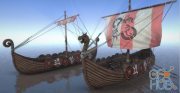 CGTrader – Game Ready Medieval Viking Ship Pack Low-poly 3D model
