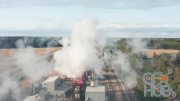 MotionArray – Aerial Through Timber Factory Smoke 1028268