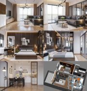 Modern apartment interior for 3ds Max (Corona)