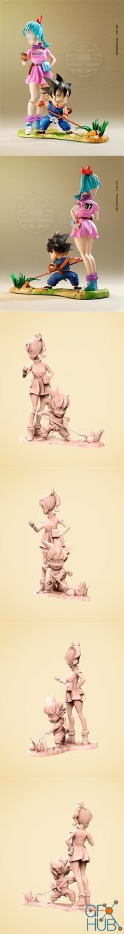 Dragon Ball Statue - Goku and Bulma – 3D Print