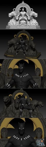 Black Panther on Throne – 3D Print