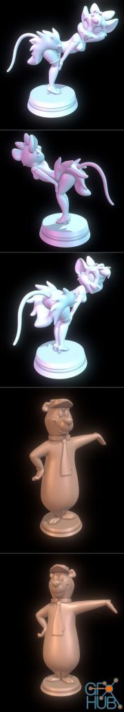 Miss Kitty Mouse and Yogi Bear – 3D Print