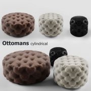 Three cylindrical pouffes