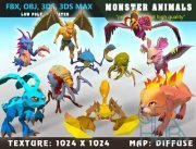 Cubebrush – Low Poly Monster Cartoon Collection 01 – Animated