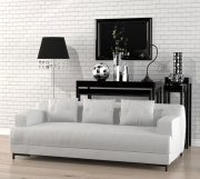 Black table and white sofa