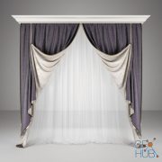 Double-sided curtain with cornice