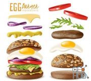 Menu burger with fillings realistic 3 d illustrations (AI)