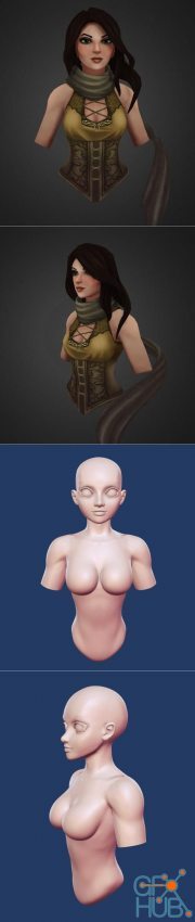 Female Demon Hunter Bust and Female toon bust and head – 3D Print