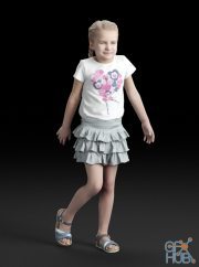 Little girl in dress and sandals (3d scan)