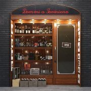 Showcase of wine boutique
