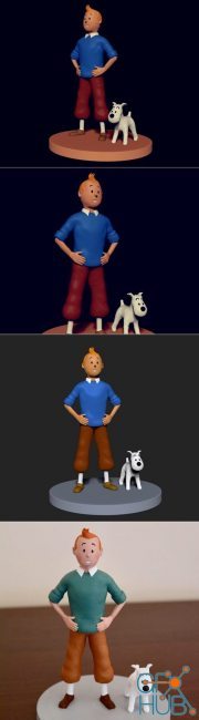 Tintin, Milou and their base – 3D Print