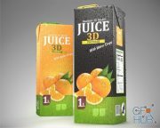 Juice Box 1L Size (Vray, Corona, fbx, obj)