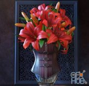 Lilies in a vase with a corset