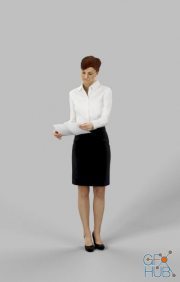 CGTrader – Linda A Business Woman Standing While Checking Documents Low-poly