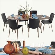Walter Knoll Moualla Table and Liz Wood chair dining set