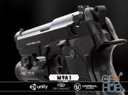 Gun Berreta M9A1 low-poly
