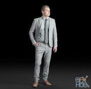 Business man in a gray suit and tie (3D-Scan)