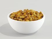 Pistachios in a white bowl
