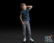 Standing boy with hand behind his head (3d-scan)